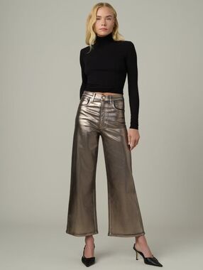 Joe's The Mia High Rise Wide Leg Ankle Foil Denim In Gildes Night Size 32